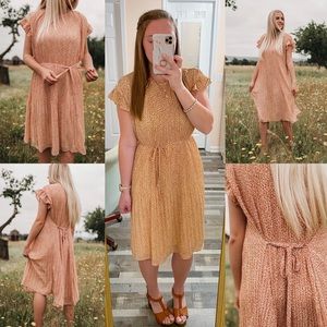 Lace & Lilac Boutique orange floral pleated dress like Roolee Orange Creek